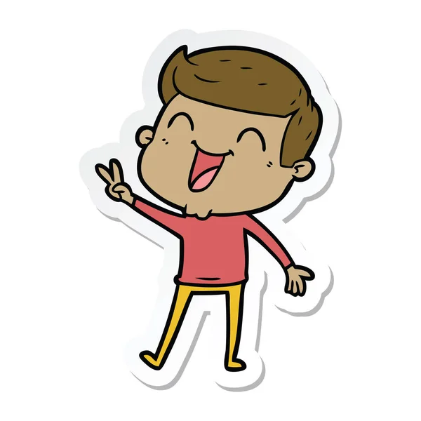 Sticker van een man van de cartoon lachen — Stockvector