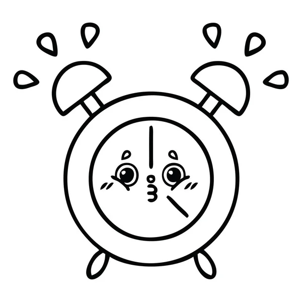 目覚まし時計の線の描画漫画 — ストックベクタ