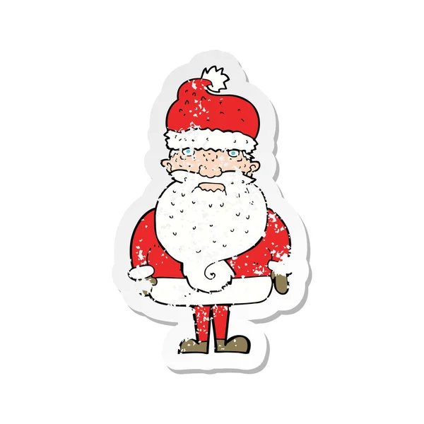 Adesivo Retro Angustiado Desenho Animado Santa Claus — Vetor de Stock