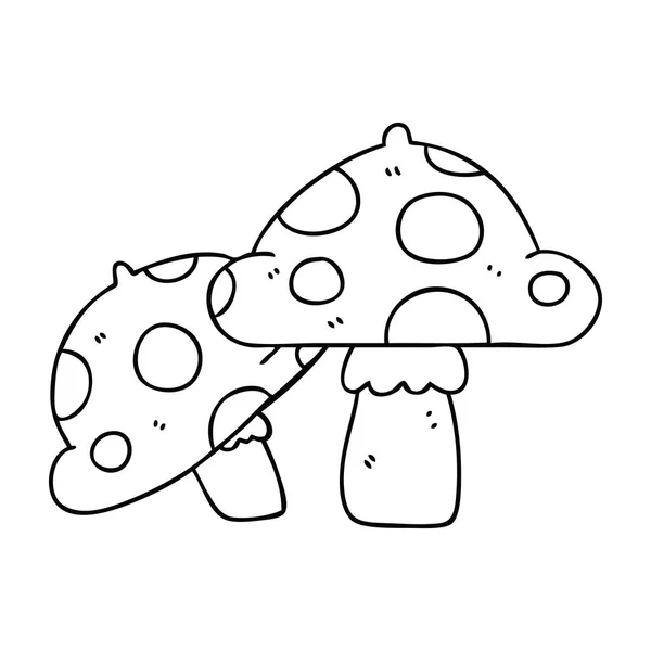 Dessin de ligne excentrique toadstools dessin animé — Image vectorielle
