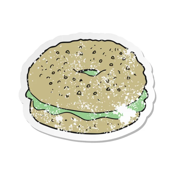 Retro distressed sticker of a cartoon bagel — Stock Vector