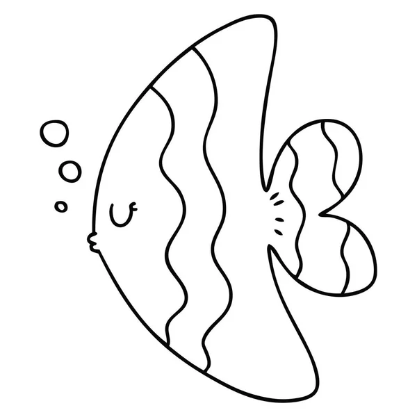 古怪的线画卡通鱼 — 图库矢量图片