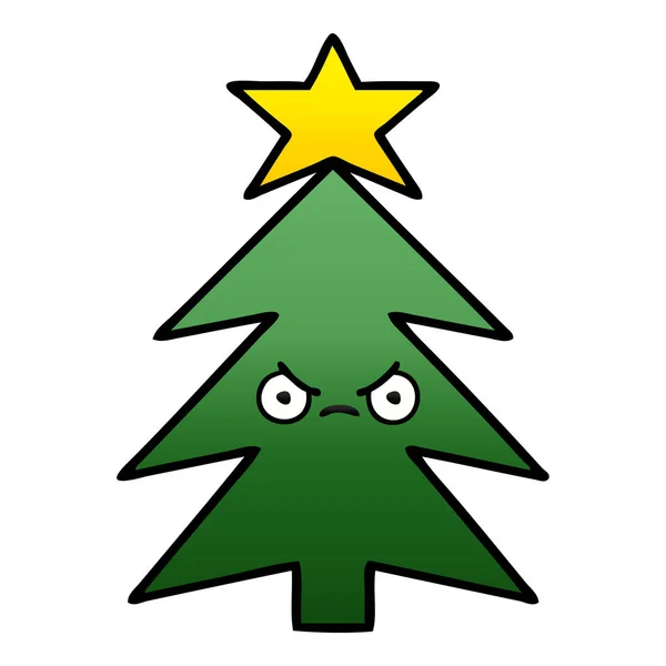 Desenho Animado Sombreado Gradiente Uma Árvore Natal — Vetor de Stock