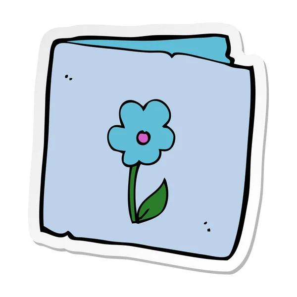 Sticker Van Een Cartoon Bloem Wenskaart — Stockvector