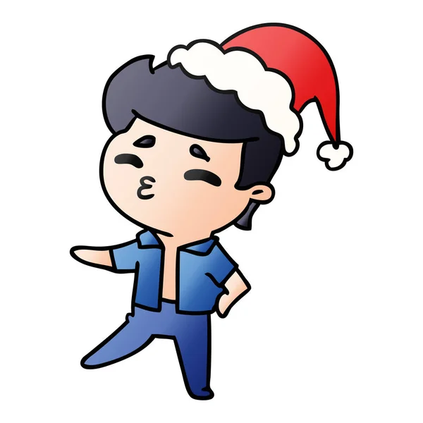 Christmas gradient cartoon of kawaii boy — Stock Vector