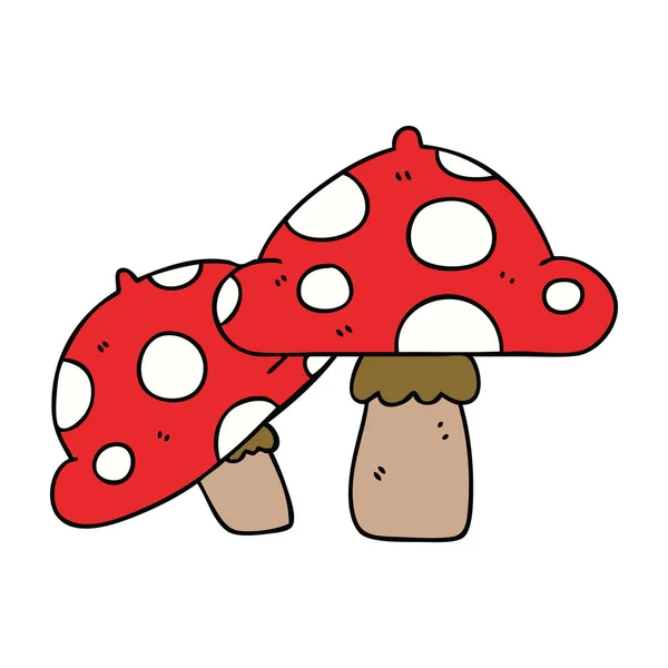 기발한 손으로 그린 만화 toadstools — 스톡 벡터