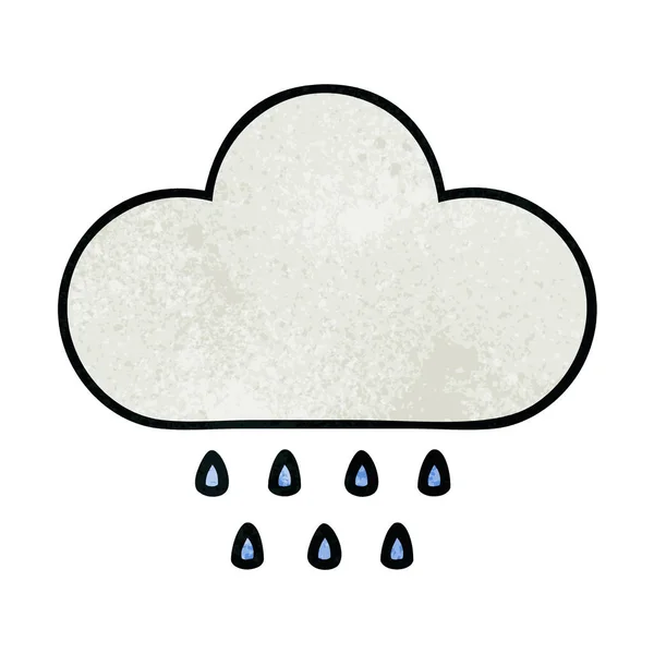 Retro Grunge Texture Cartoon Rain Cloud — Stock Vector