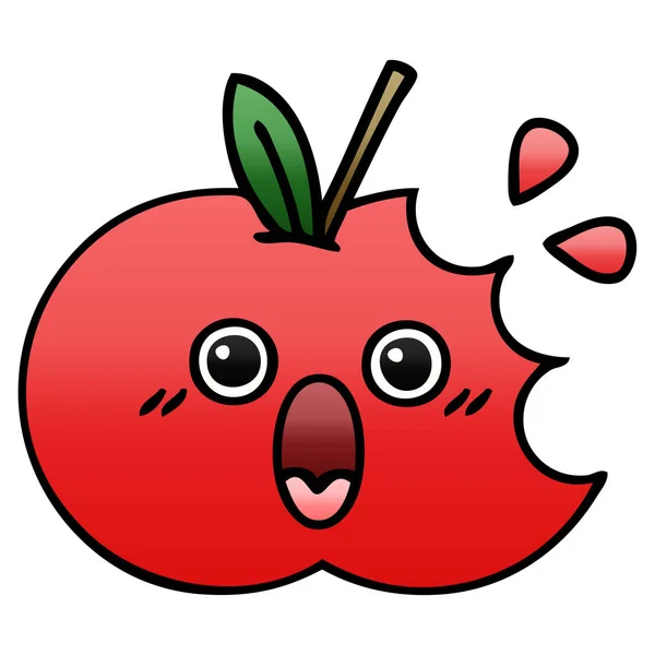 Gradiente ombreggiato cartone animato mela rossa — Vettoriale Stock