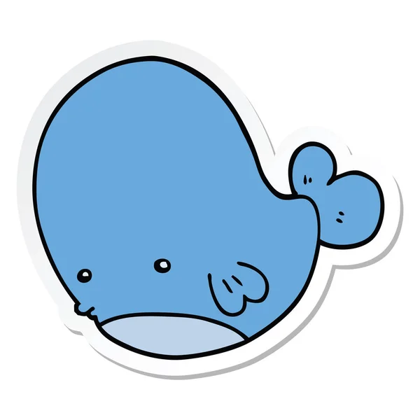 Sticker of a cartoon whale — Stock Vector