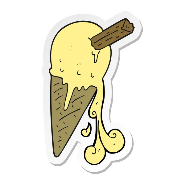 Pegatina Cono Helado Dibujos Animados — Vector de stock