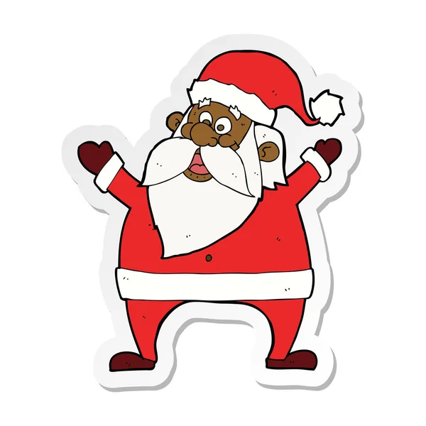 Aufkleber einer lustigen Weihnachtsmann-Karikatur — Stockvektor
