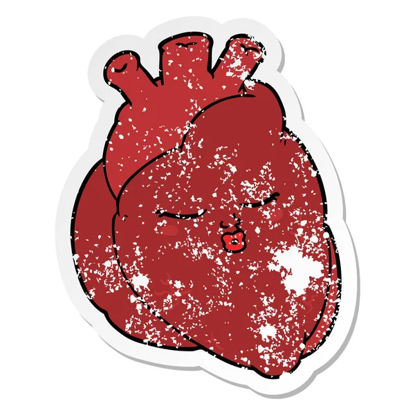 Distressed sticker of a cartoon heart — Stock Vector