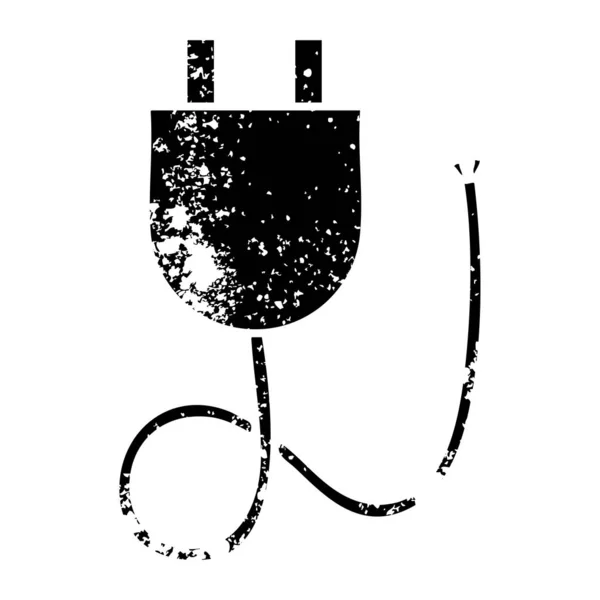 Distressed symbol electrical plug — Stock Vector