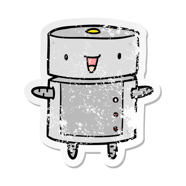 Distressed Sticker Cartoon Robot — Stock Vector