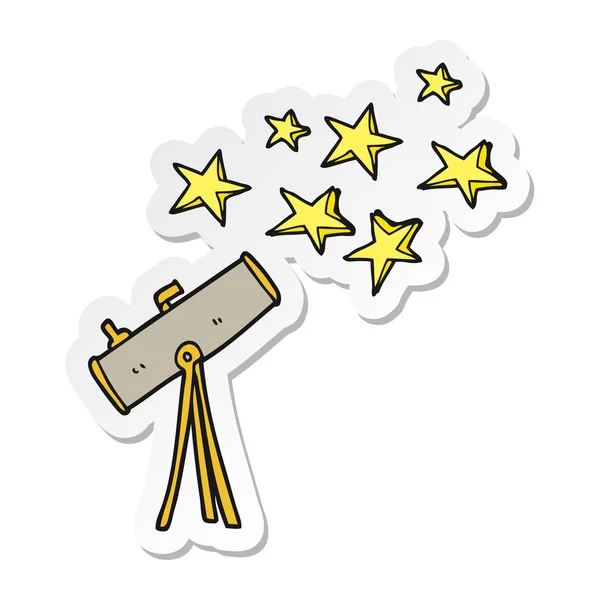 Pegatina de un telescopio de dibujos animados y estrellas — Vector de stock