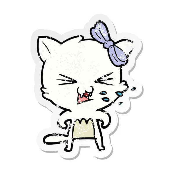 Distressed sticker of a cartoon cat — Stock Vector