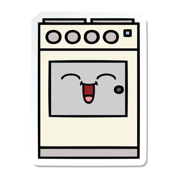 Sticker of a cute cartoon kitchen oven — Stock Vector