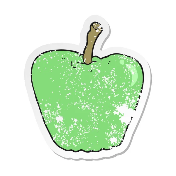 Pegatina retro angustiado de una manzana de dibujos animados — Vector de stock