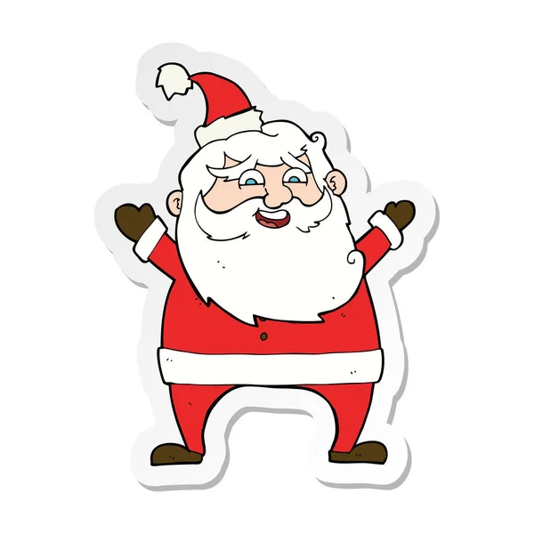 Sticker Van Een Vrolijke Cartoon Santa — Stockvector