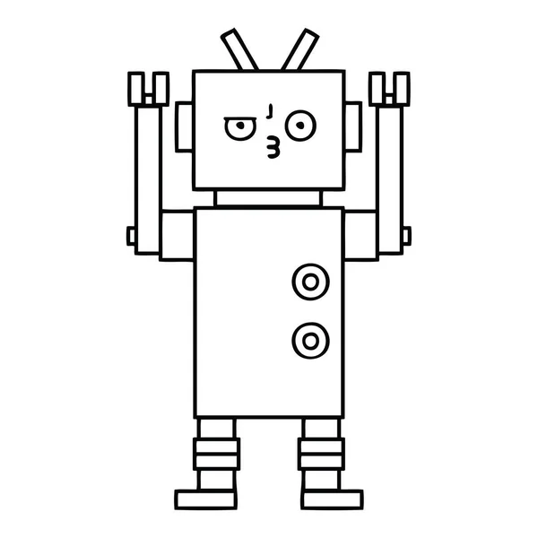 Desenho Linha Desenhos Animados Robô —  Vetores de Stock