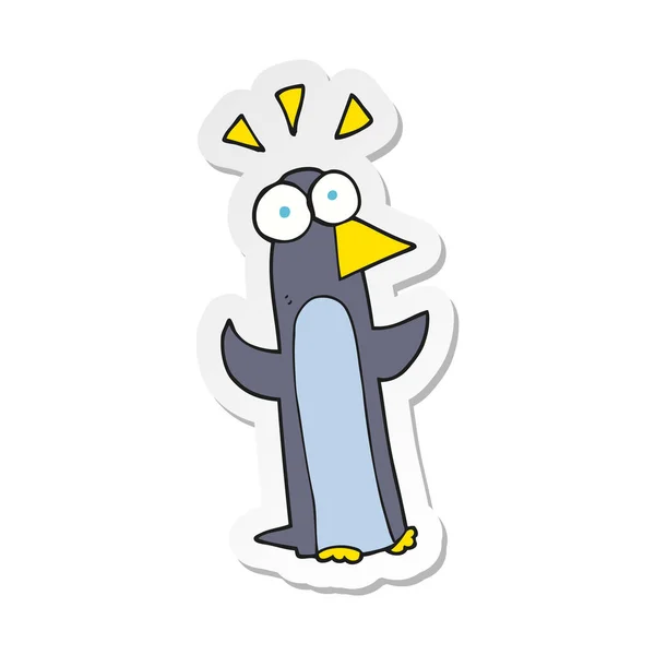 Etiqueta de um desenho animado surpreendeu pinguim — Vetor de Stock
