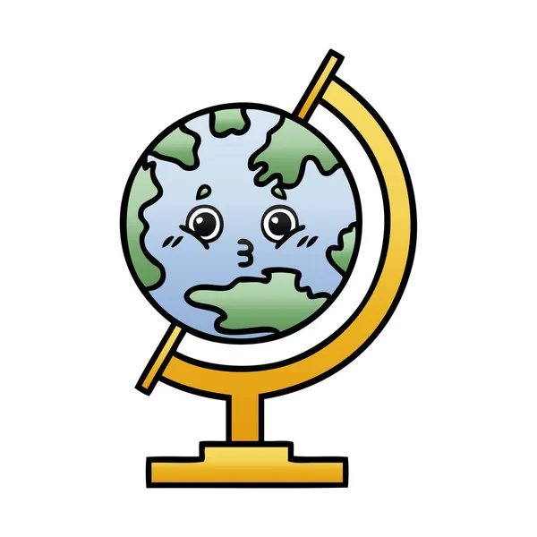 Gradiente sombreado globo de dibujos animados del mundo — Vector de stock