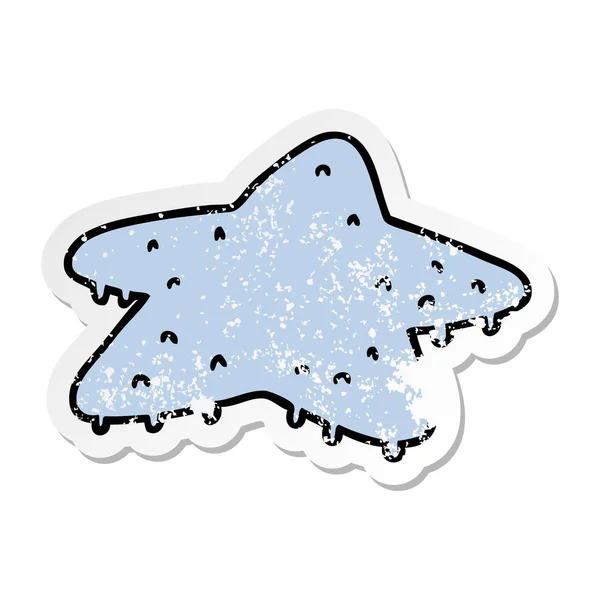 Hand Drawn Distressed Sticker Cartoon Doodle Star Fish — Stock Vector