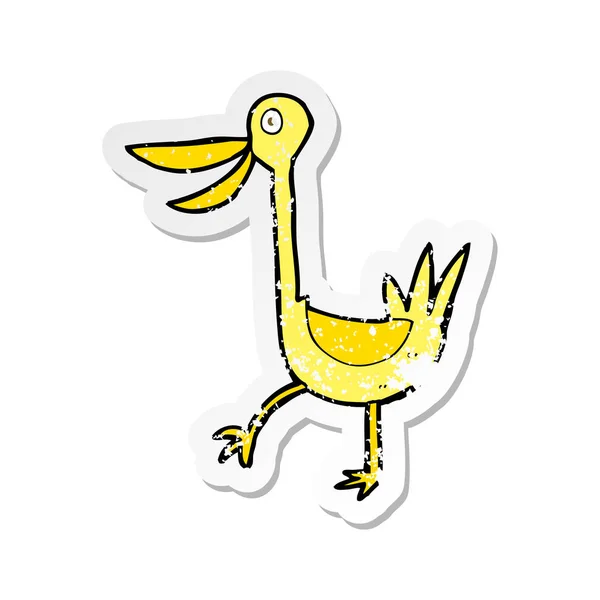 Autocollant en détresse rétro d'un canard dessin animé drôle — Image vectorielle