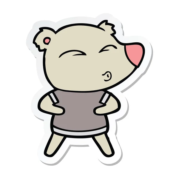 卡通吹口哨熊的贴纸 — 图库矢量图片