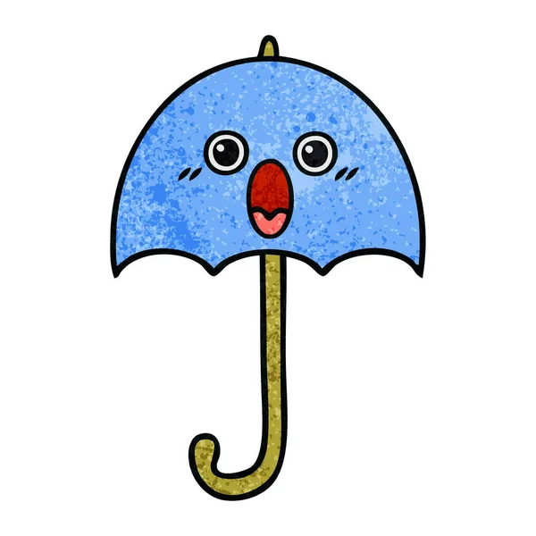 Retro grunge struktury karikatura deštník — Stockový vektor