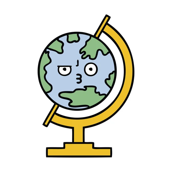 Милий Мультфільм Про Глобус Світу — стоковий вектор