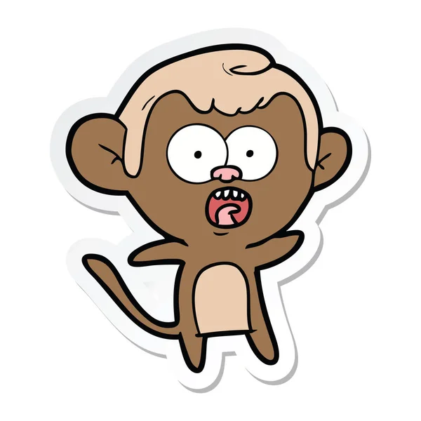 Sticker of a cartoon shocked monkey — Stock Vector