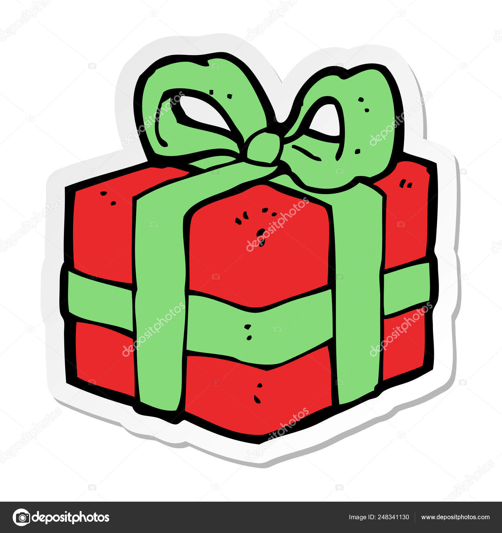 Sticker of a cartoon christmas present Stock Vector Image by  ©lineartestpilot #248341130