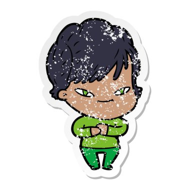 bir karikatür mutlu kadın sıkıntılı etiket