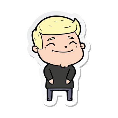 bir mutlu çizgi film adamın etiket