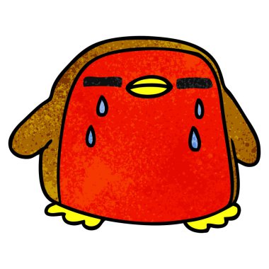 serbest el çekilmiş dokulu karikatür şirin kawaii kırmızı robin 