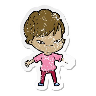 bir karikatür mutlu kadın sıkıntılı etiket