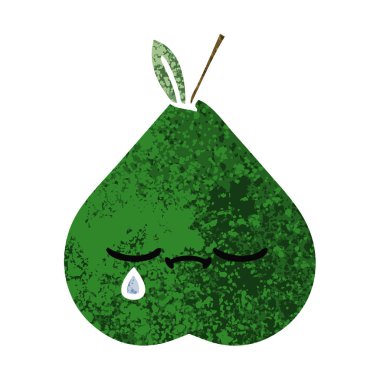 Retro illüstrasyon tarzı çizgi film armut