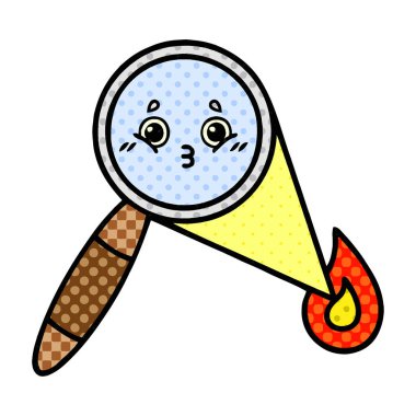 çizgi roman tarzı karikatür bir büyüteç