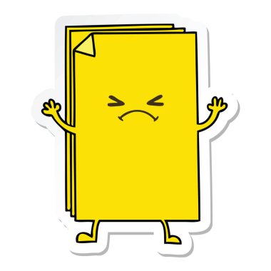 etiket ilginç el çizilmiş karikatür çapraz kağıt yığınını