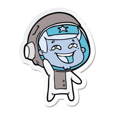 bir çizgi film gülen astronotun etiket
