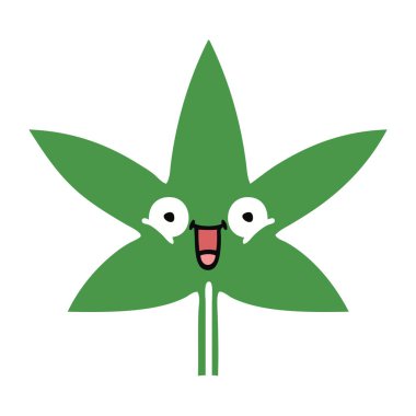 düz renk retro karikatür marihuana yaprağı