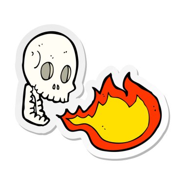 Kafatası nefes bir karikatür yangın etiket