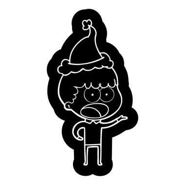 Noel Baba şapkası giyen bir şok adam ilginç çizgi film simgesi