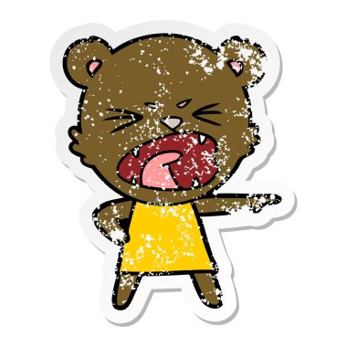 elbise bağırarak bir kızgın çizgi film ayının sıkıntılı etiket