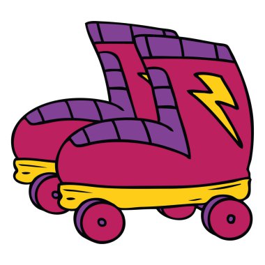 elle çizilmiş karikatür doodle, tekerlekli paten