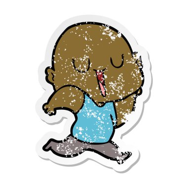 bir mutlu karikatür kel adamın sıkıntılı etiket