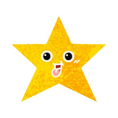 Retro illüstrasyon stil karikatür altın yıldız