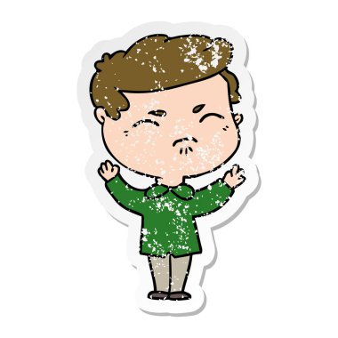 adam bir karikatür sıkıntılı etiket rahatsız