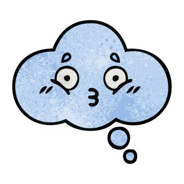 Retro grunge doku karikatür bir düşünce balonu